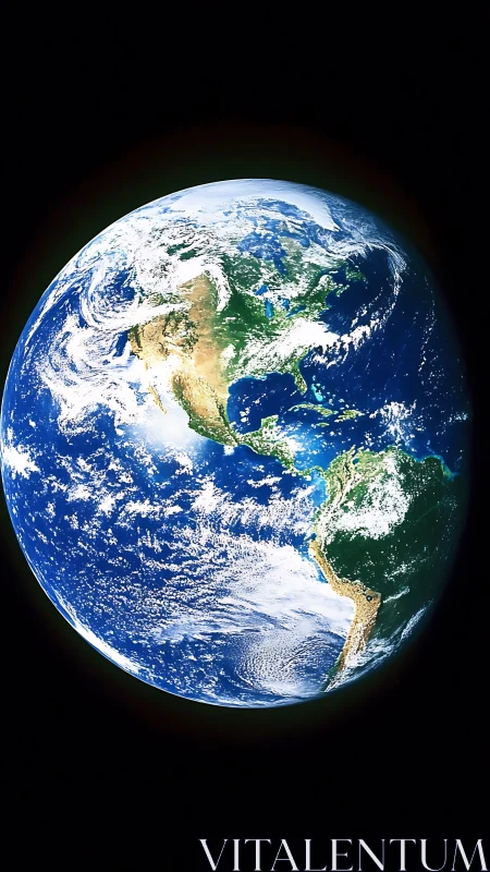 Earth viewed from space with Americas in central focus.