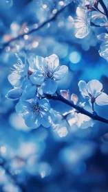 Frost-Kissed Blossoms in Blue Luminescence.
