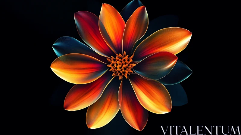 Radiant abstract flower glows in vibrant neon light