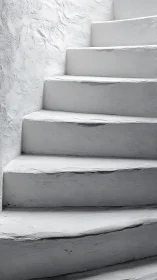 White plaster stairwell in soft diffused daylight.
