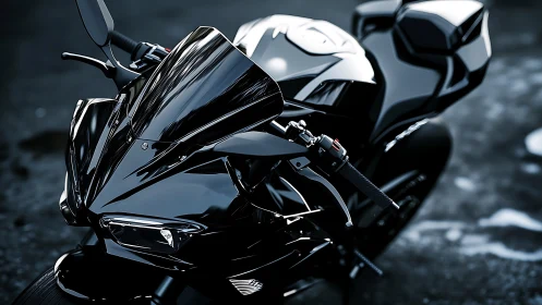 Midnight sport bike gleaming with sleek urban attitude.