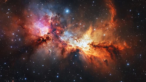 Stellar nebula core reveals ionized gas plumes and dust filaments