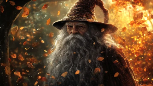 Autumn-born wizard studies swirling leaves like secret runes