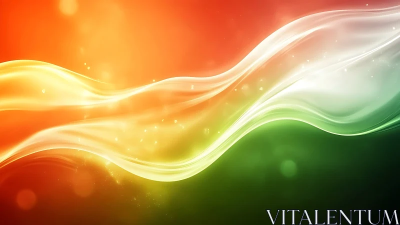 Tricolor light waves form luminous abstract flowing ribbon