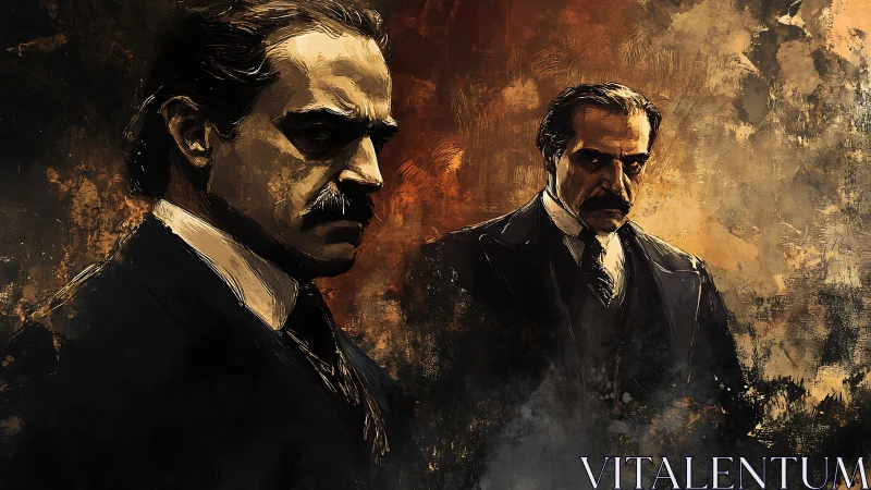 Brooding gentleman portraits in dramatic oil textures.