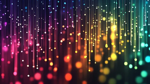 Vertical bokeh light trails render with multicolor depth segmentation