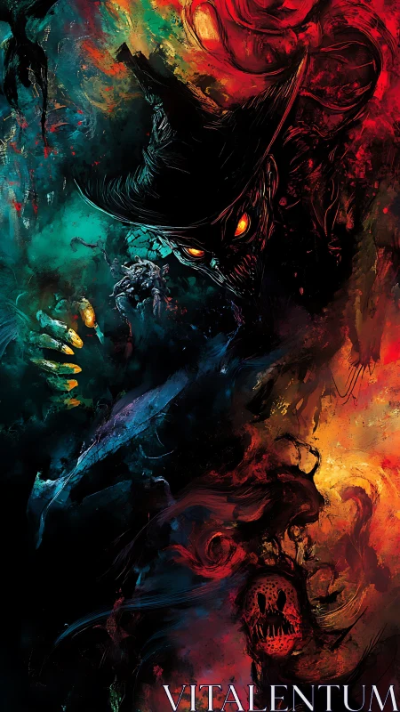 Chromatic eldritch scarecrow with bifurcated spectral vortex.