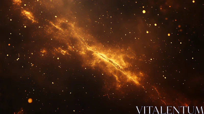 Stellar nebula filament with glowing particulate dust field