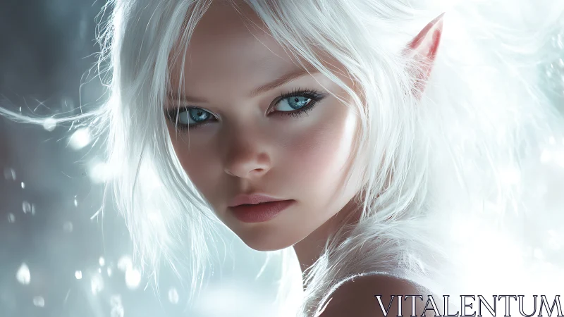 Luminescent ice elf portrait rendered in high-detail fantasy art