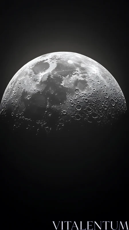 Half-lit lunar surface rises from deep black space.
