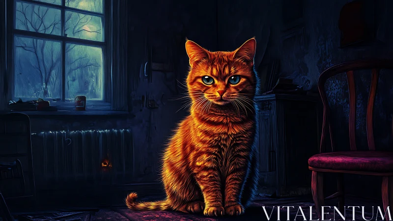 Luminous Gaze: A Radiant Feline Phantom in Twilight.