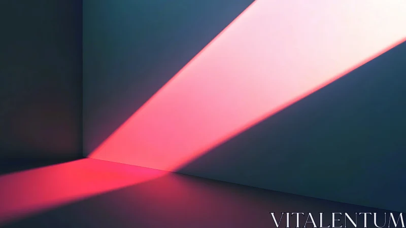 Prismatic corridor of neon light slicing a quiet room.