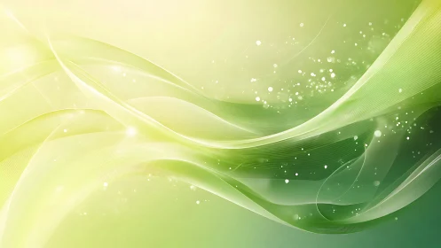 Green gradient background shows layered translucent wave bands