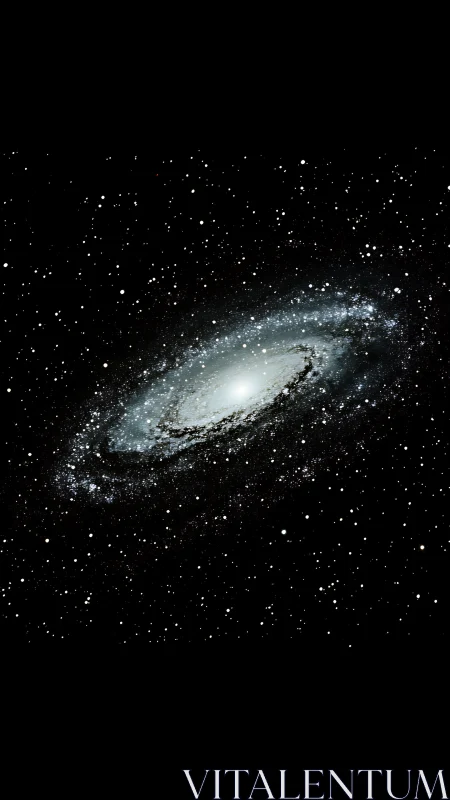 Spiral galaxy viewed edge-on within dense star field