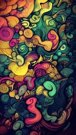 Spiraling chromatic currents weave a neon dreamscape. Period.