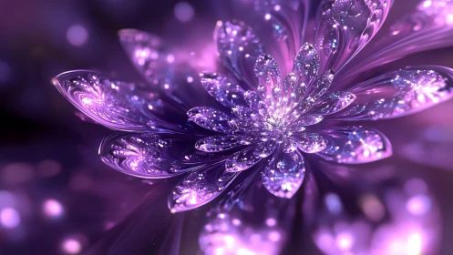 Digital fractal flower structure renders layered reflective petals