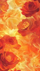 Flaming Roses in Warm Spectrum Gradient.