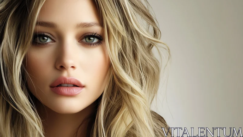 Softly lit portrait with calm green eyes and tousled hair.