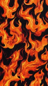 Vivid Orange Flames Pattern Against Black Background
