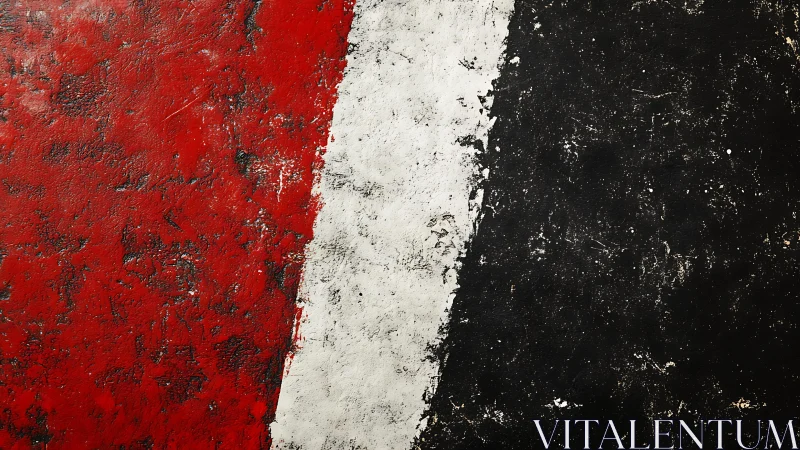 Bold abstract texture with red, white, and black painted stripes.