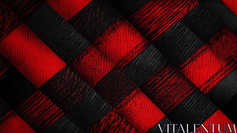 Red black woven geometric fabric pattern with texture
