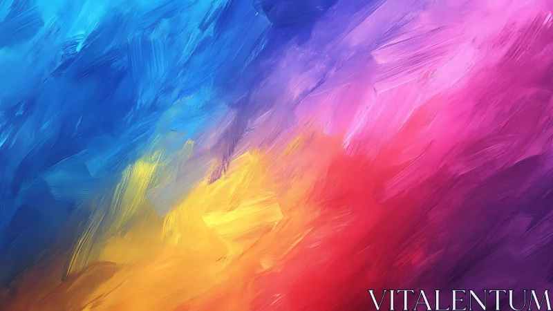 Digital painting of prismatic diagonal color field strokes.