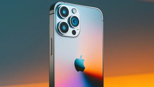 iPhone 13 Pro with advanced camera system displayed against gradient backdrop.