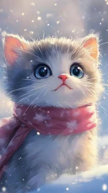 Luminescent Feline Dreams: Ethereal White Cat in Shimmering Winter Reverie