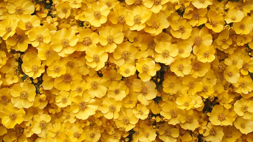 Dense clustered yellow flowers displaying radial petal geometry and warm tonal gradation throughout 