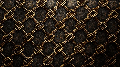 Metallic interlocking belt buckle chain pattern texture.