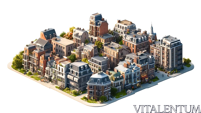 Miniature brownstone labyrinth bathed in crisp morning light.