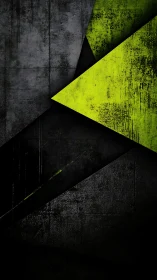Neon yellow geometric shards slice through dark concrete.