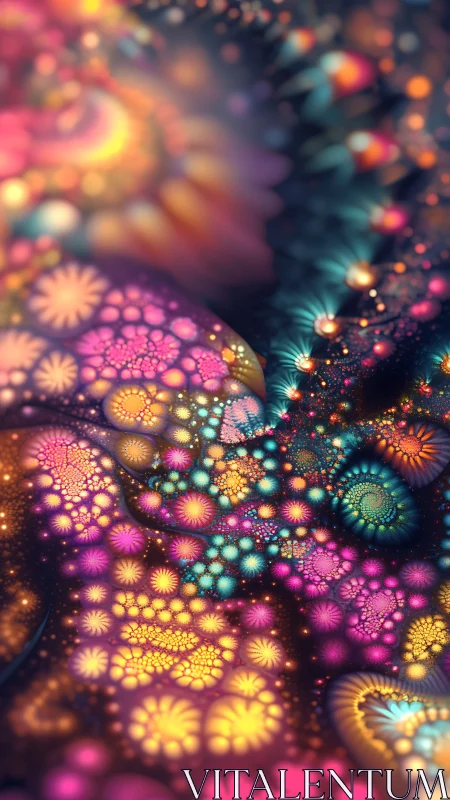 Iterated fractal bloom field renders dense multicolor spiral clusters