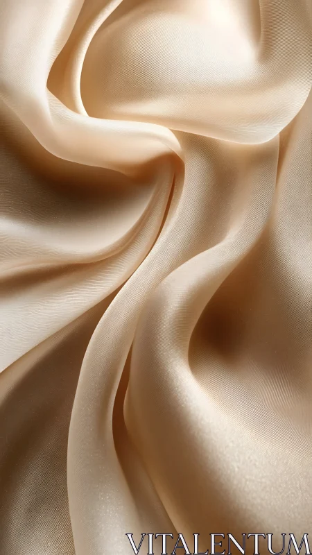 Champagne silk fabric folds form flowing abstract surface study