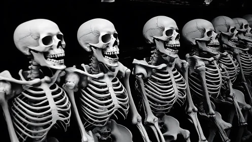 Grinning Skeleton Choir Lined in Midnight Monochrome.