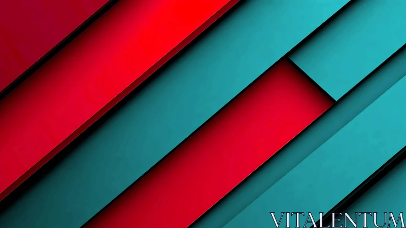Red and teal diagonal layered geometric abstract background.