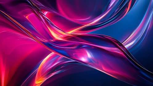 Neon ribbons flow across luminous magenta and blue space.