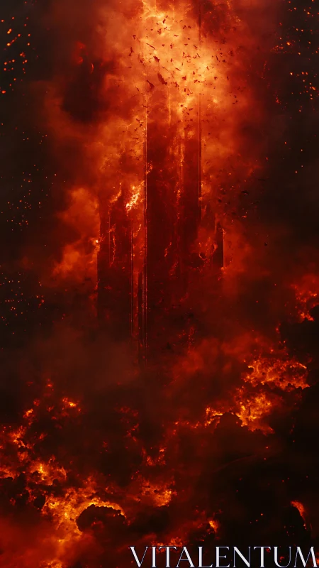 Apocalyptic Inferno: Towering Flames Consume a Dystopian Cityscape