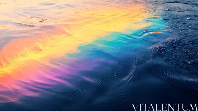 Prismatic tide painting rippling rainbows across deep water.