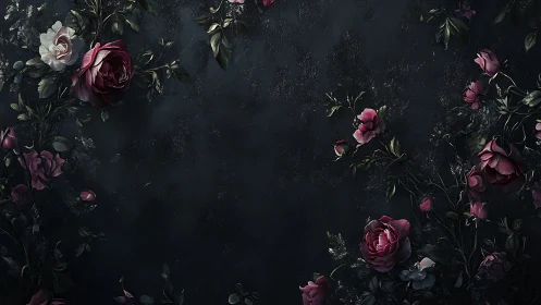 Midnight Bloom Garden: Moody Florals on Textured Dark Canvas