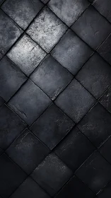 Oblique black stone tiles with specular wear and microtexture.