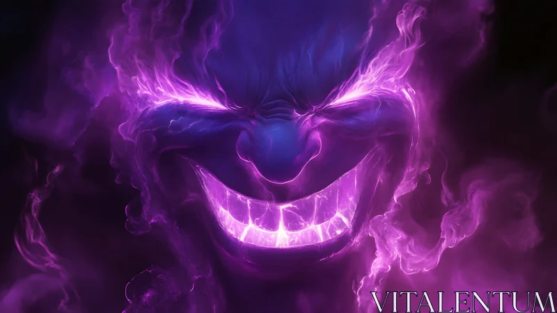 Laughing nebula spirit wrapped in electric violet smoke.