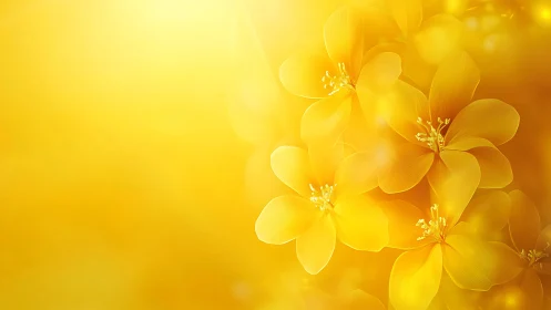 Golden floral abstraction glows with soft luminous petals