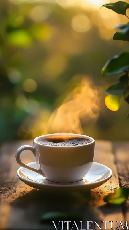 Morning Coffee Moment in Golden Light.