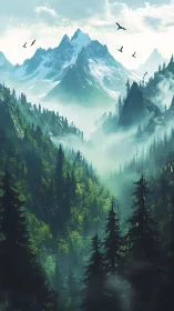 Misty mountain pines welcoming you into a quiet wild valley.