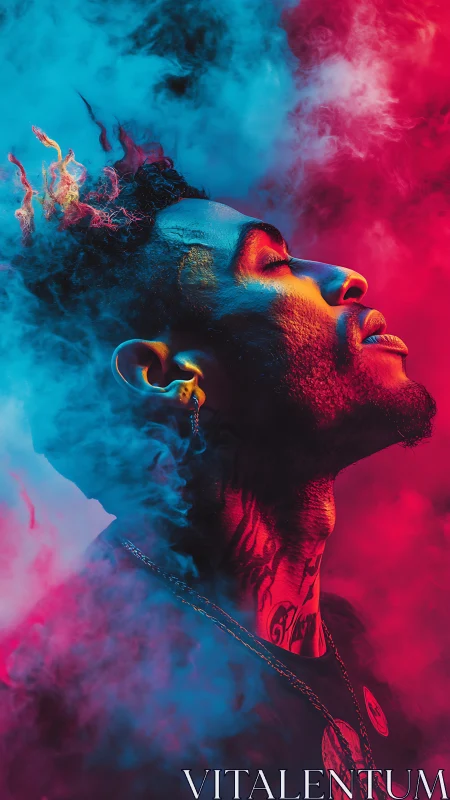 Neon haze crowns a quiet rebel in electric twilight