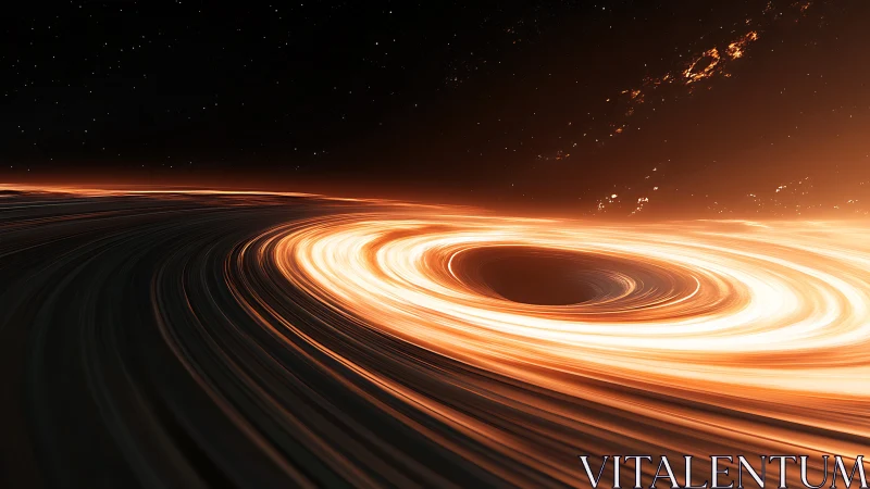 Starfire halo swirling around a ravenous cosmic whirlpool.