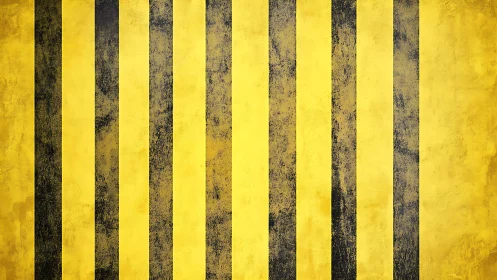 Industrial bee stripes on weathered yellow caution wall.