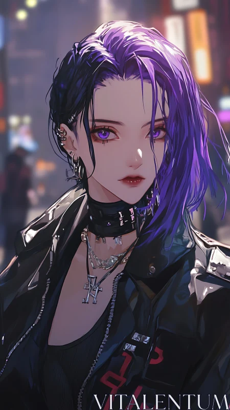 Neon city rebel stands poised under electric night lights