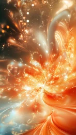 Luminous fractal bloom in radiant orange and pearlescent light.